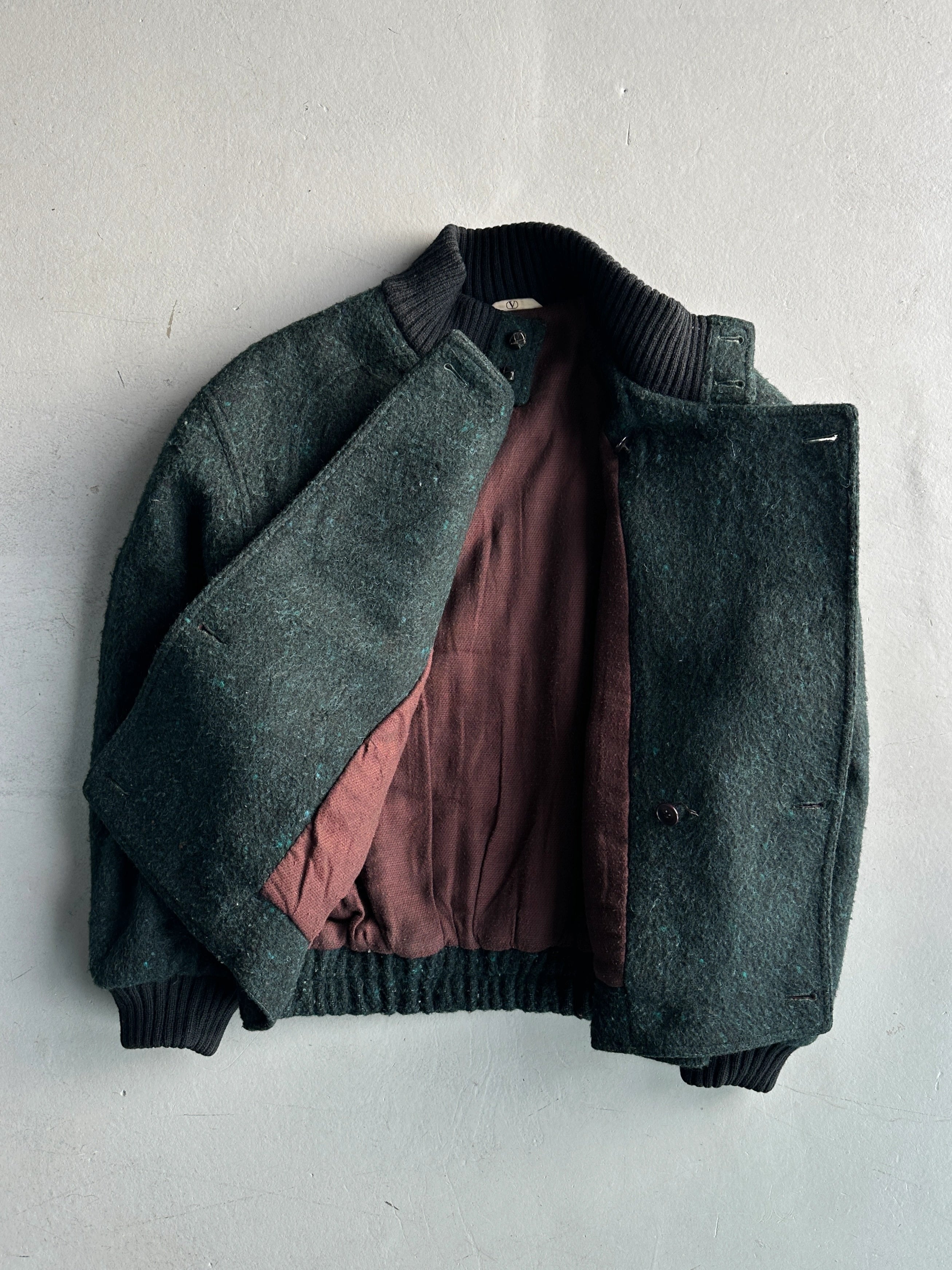 VALENTINO - 1980s BOXY FIT WOOL BOMBER JACKET