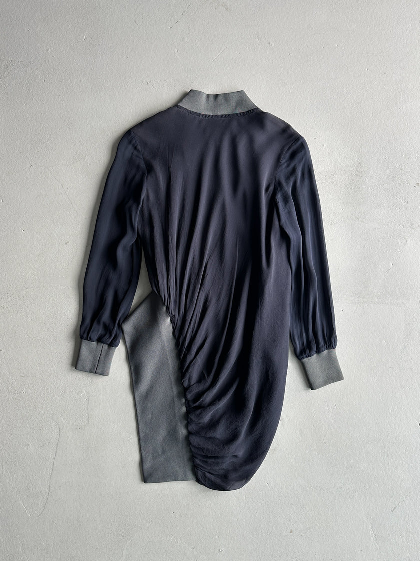YOHJI YAMAMOTO - S/S 2001 ASYMMETRICAL SILK BLOUSE CARDIGAN