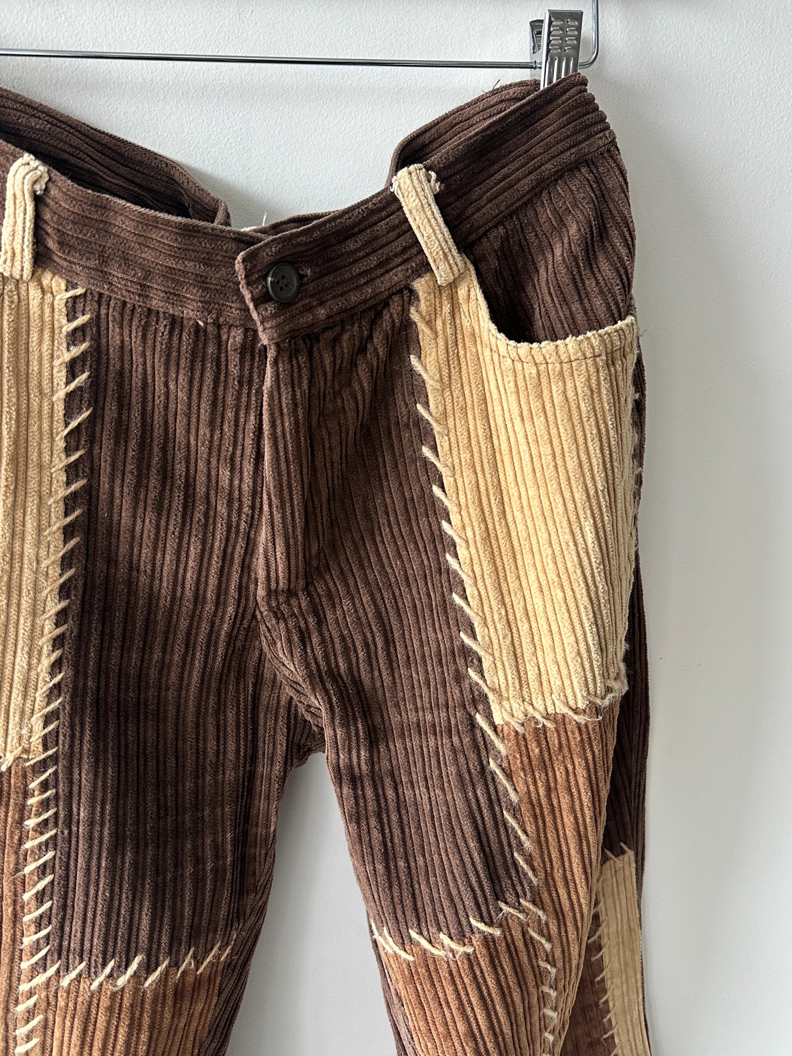 1990s PATCHWORK CONSTRUCTION CORDUROY STRAIGHT LEG TROUSERS