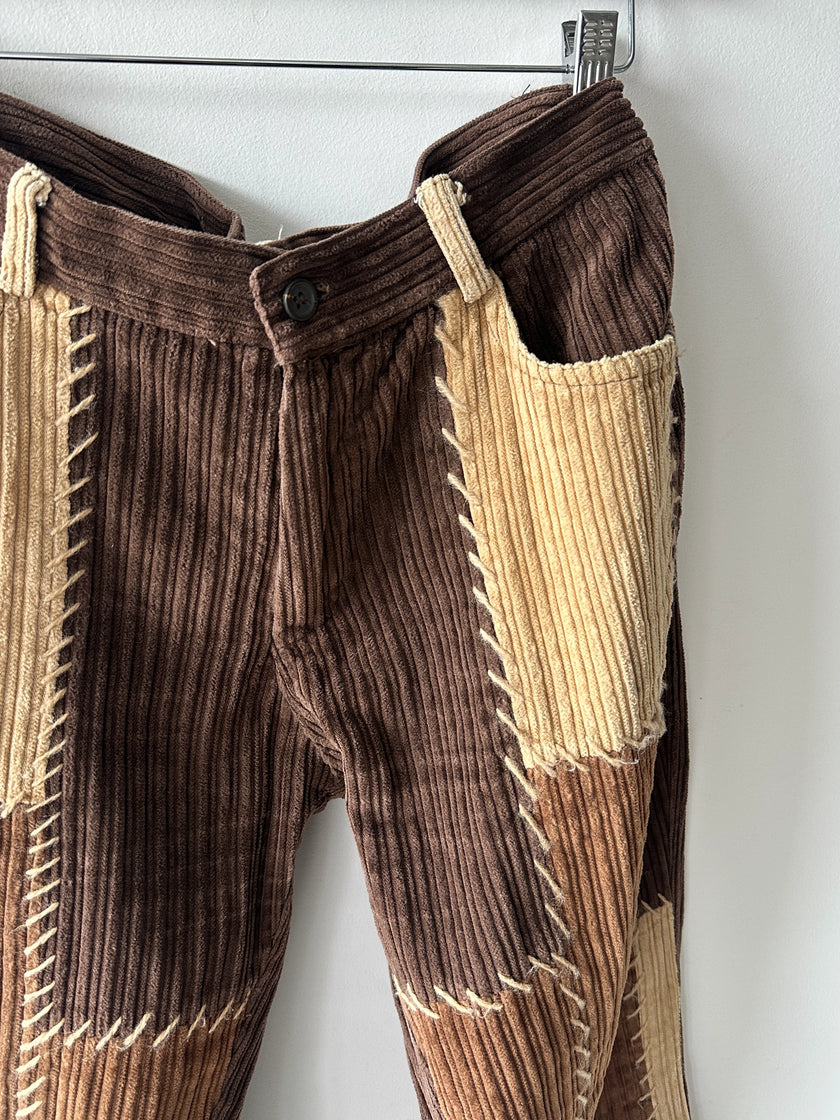 1990s PATCHWORK CONSTRUCTION CORDUROY STRAIGHT LEG TROUSERS