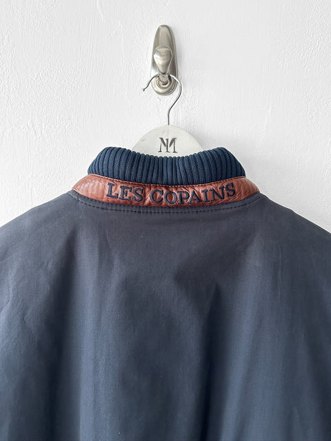 LES COPAINS - 1980s CONTRASTING LEATHER FRONT BOMBER JACKET
