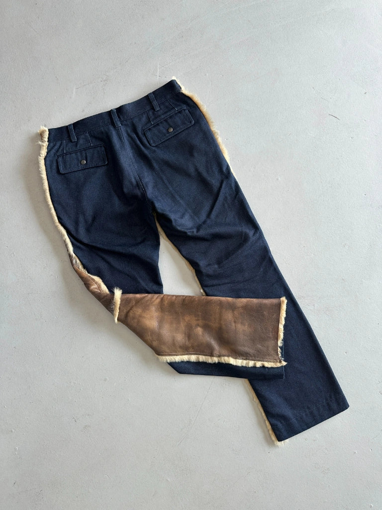 DOLCE & GABBANA 2000s SAMPLE SHEARLING PANELED TROUSERS