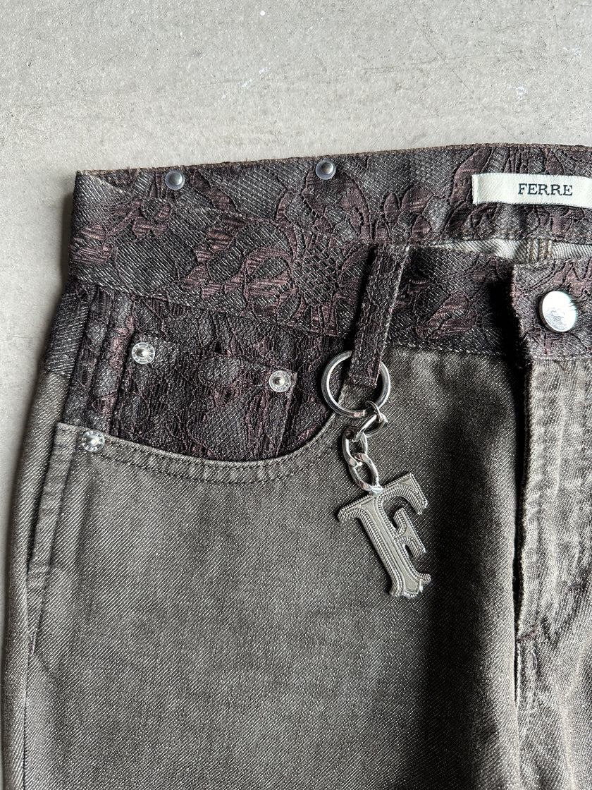 GIANFRANCO FERRÉ - 1990s SLIM FIT JEANS WITH LACE DETAILS