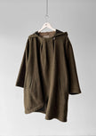 EMPORIO ARMANI – 1989/90 F/W DRAPED GREEN WOOL COAT WITH HOODED DETAILING