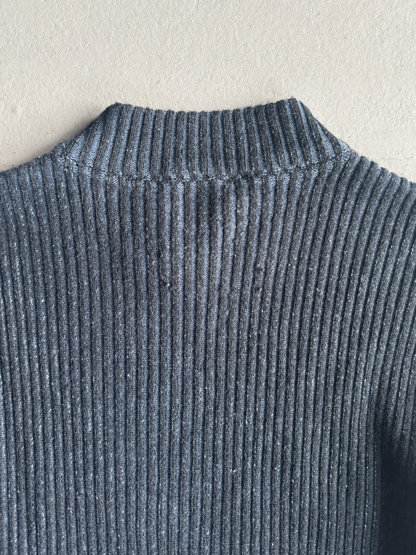 ARMANI JEANS - 1990s RIBBED KNIT MOCK NECK JUMPER
