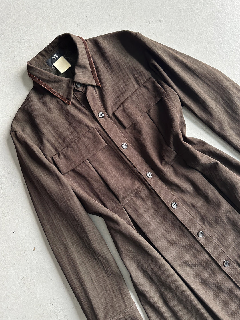 YOHJI YAMAMOTO Y's - 1990s BUTTONED MAXI DRESS WITH FRONT PLEATS