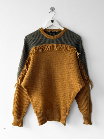 ITALIAN LABEL - 1980s CONTRASTING PANEL BATWING KNIT JUMPER