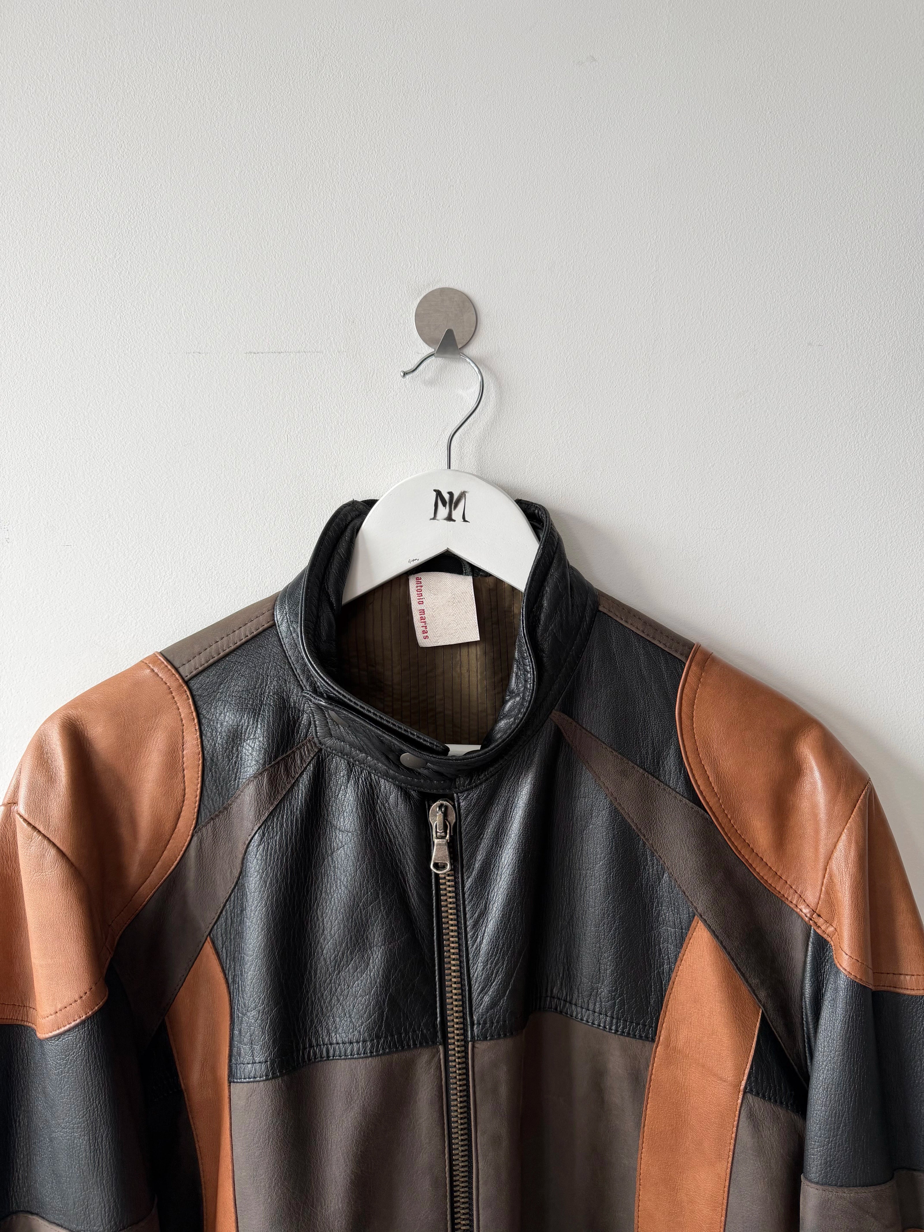 ANTONIO MARRAS - early 2000s PANELED LEATHER BIKER JACKET
