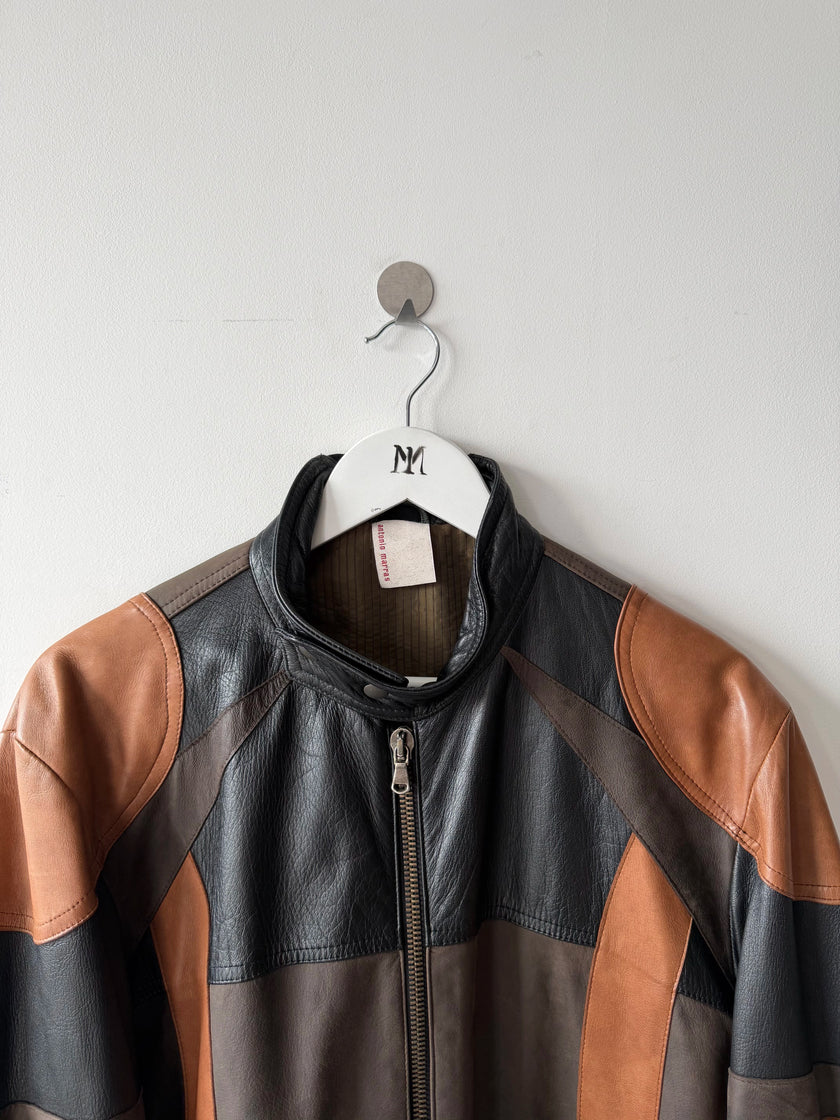 ANTONIO MARRAS - early 2000s PANELED LEATHER BIKER JACKET