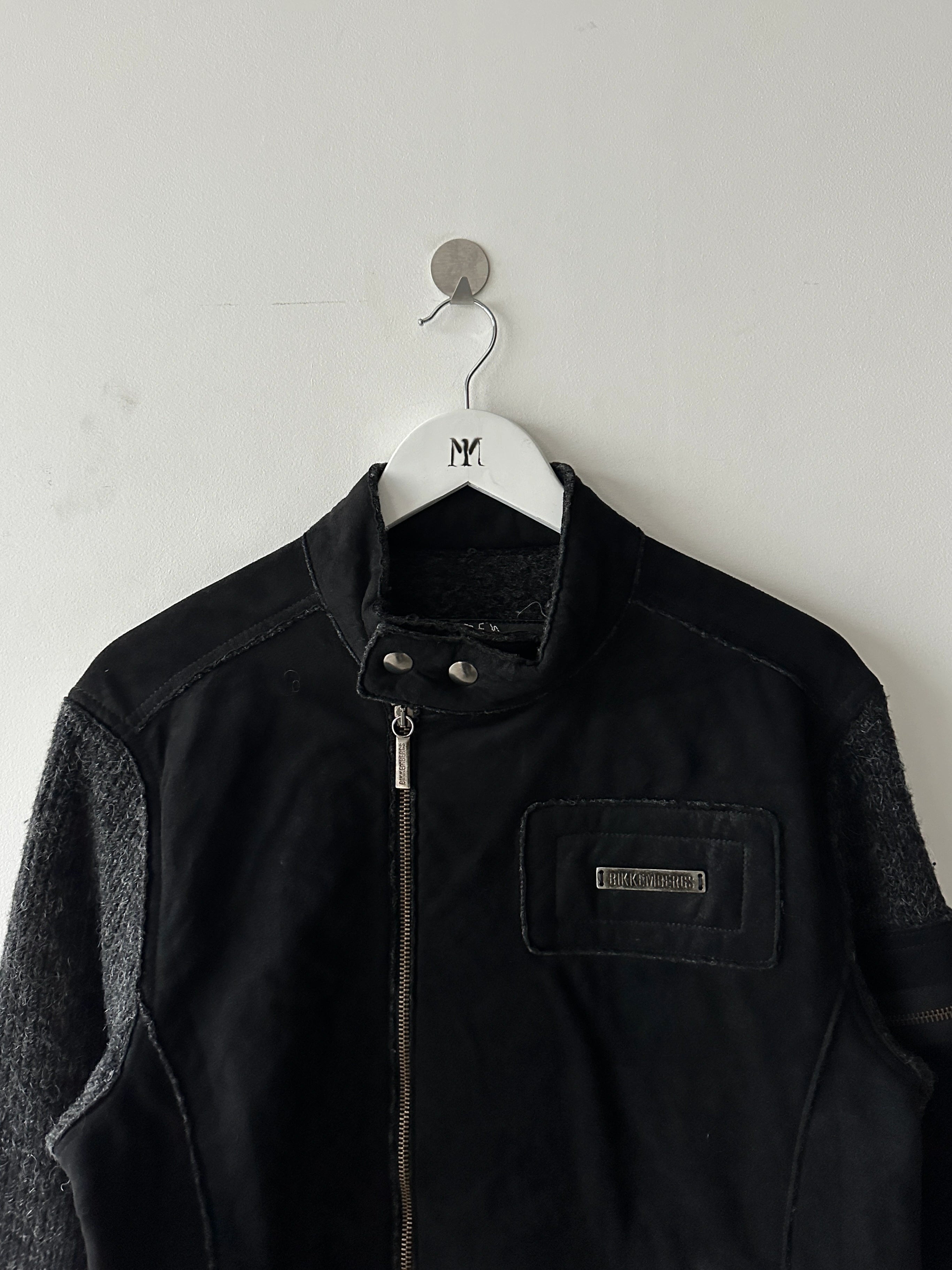BIKKEMBERGS - 2000s BIKER JACKET WITH CONTRASTING KNIT SLEEVE
