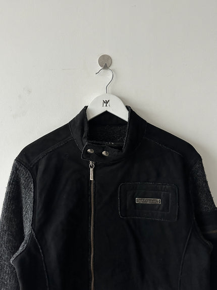 BIKKEMBERGS - 2000s BIKER JACKET WITH CONTRASTING KNIT SLEEVE