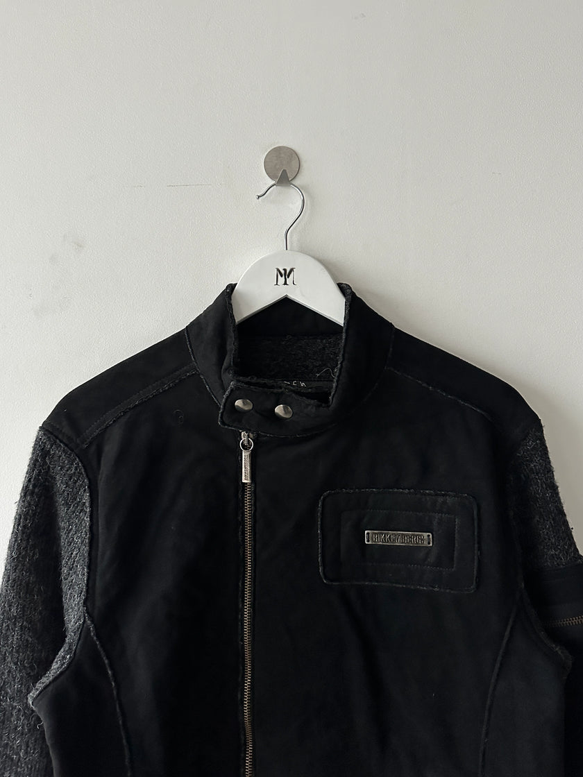 BIKKEMBERGS - 2000s BIKER JACKET WITH CONTRASTING KNIT SLEEVE