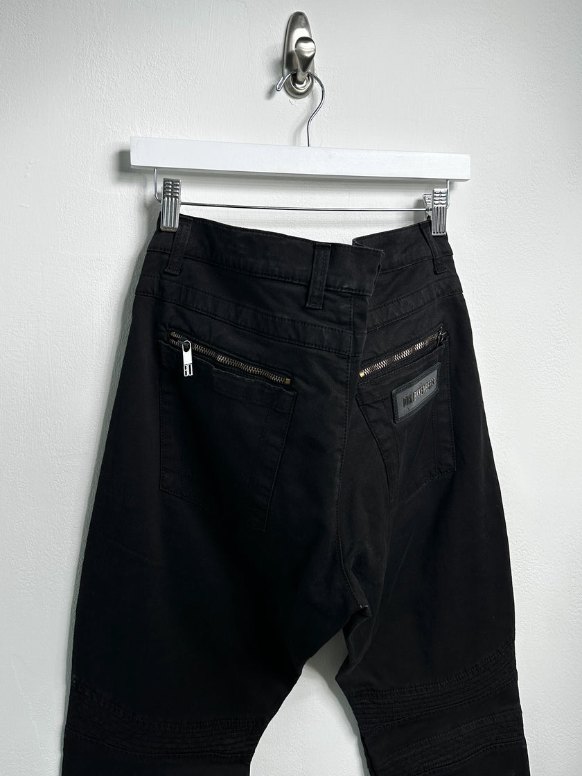 DIRK BIKKEMBERGS - early 2000s BIKER TROUSERS WITH ZIP DETAILS