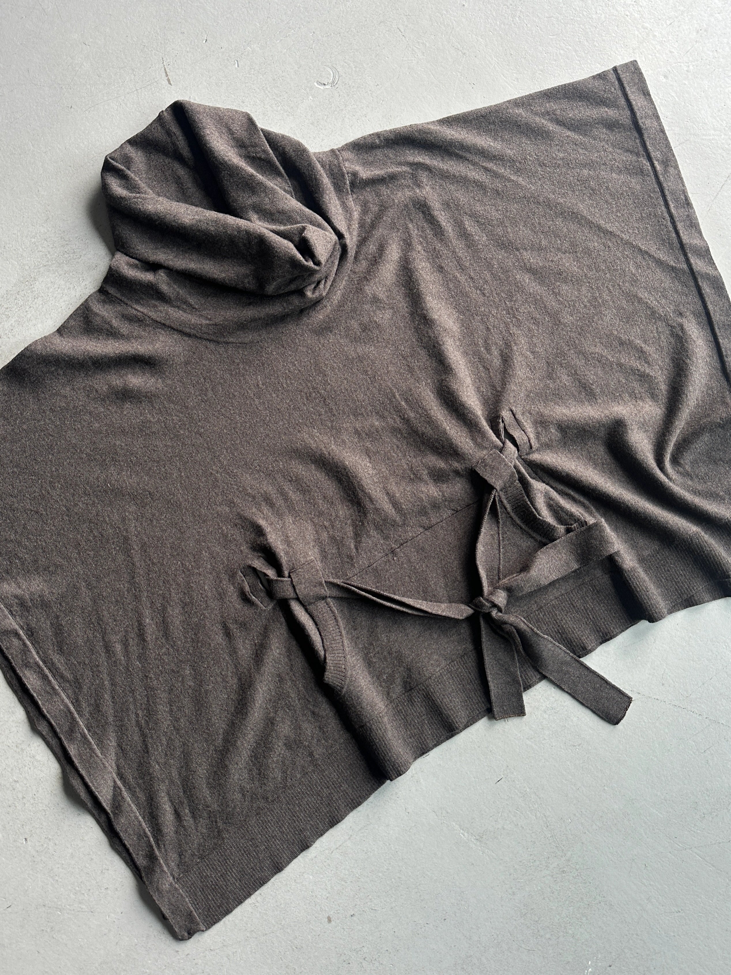 TRUSSARDI - 2000s PONCHO JUMPER WITH WAIST TIE