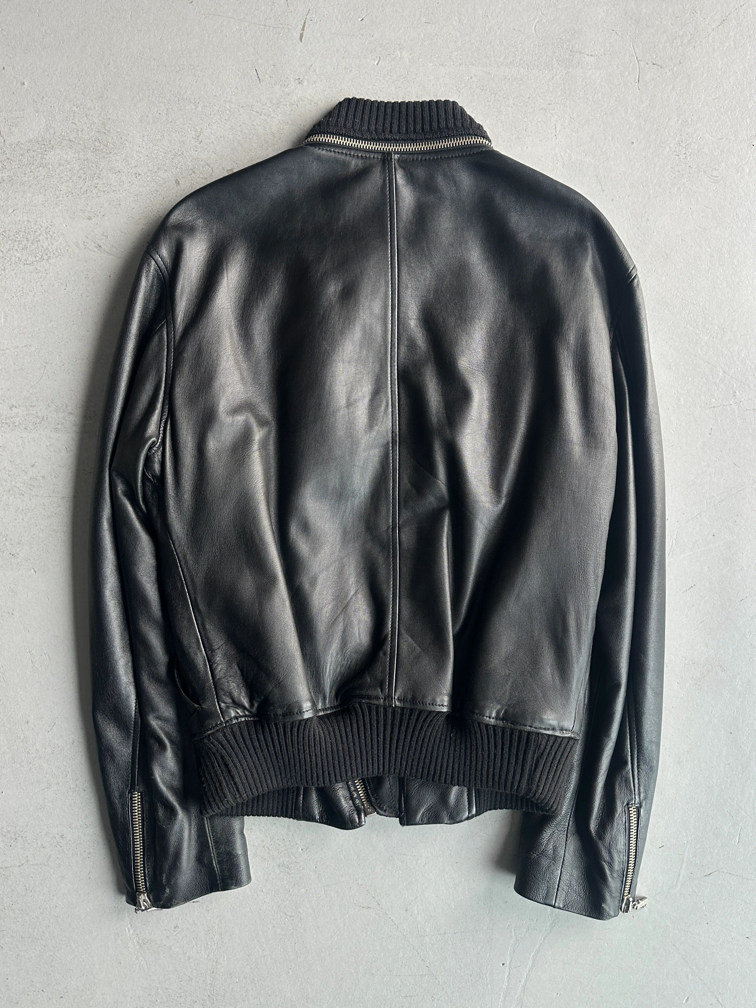 VERSUS VERSACE - early 2000s REMOVABLE COLLAR LEATHER JACKET