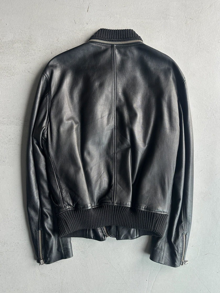 VERSUS VERSACE - early 2000s REMOVABLE COLLAR LEATHER JACKET