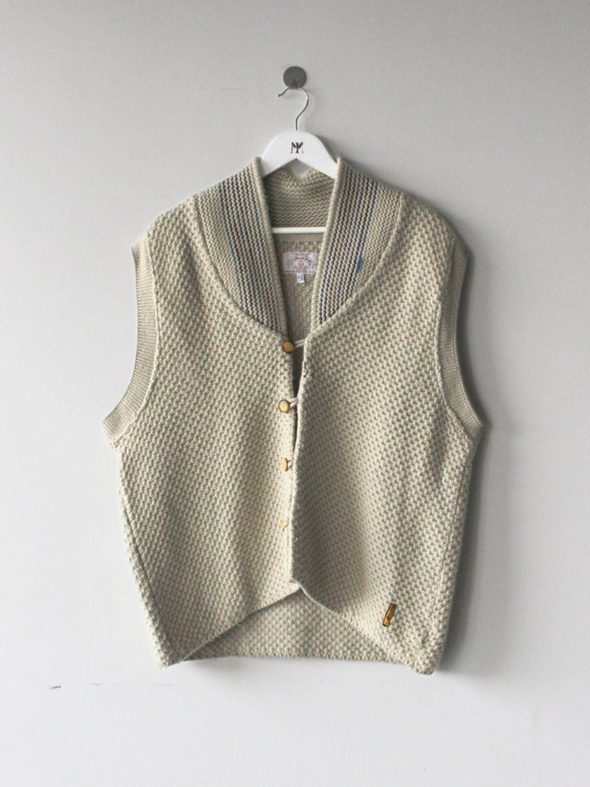 ARMANI JEANS 1990s CHUNKY KNIT BUTTONED GILET