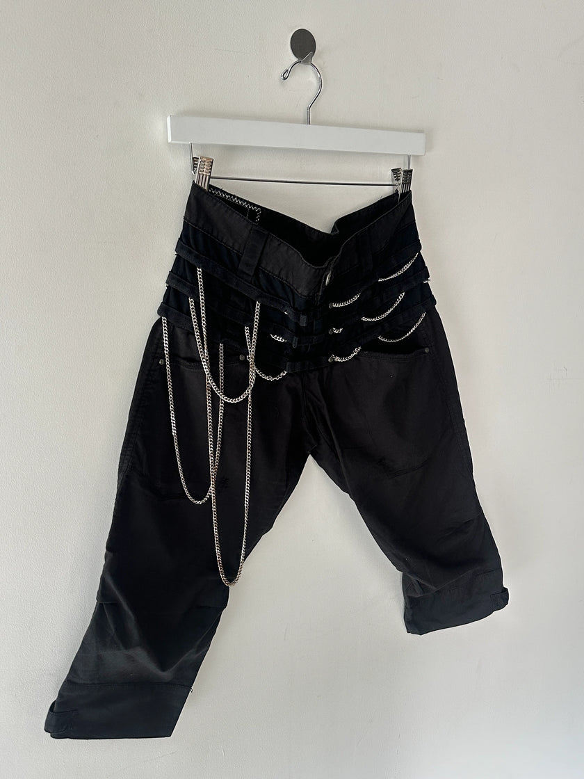MARITHÉ + FRANÇOIS GIRBAUD - S/S 2008 PANELED CROPPED TROUSERS WITH CHAIN DETAILS