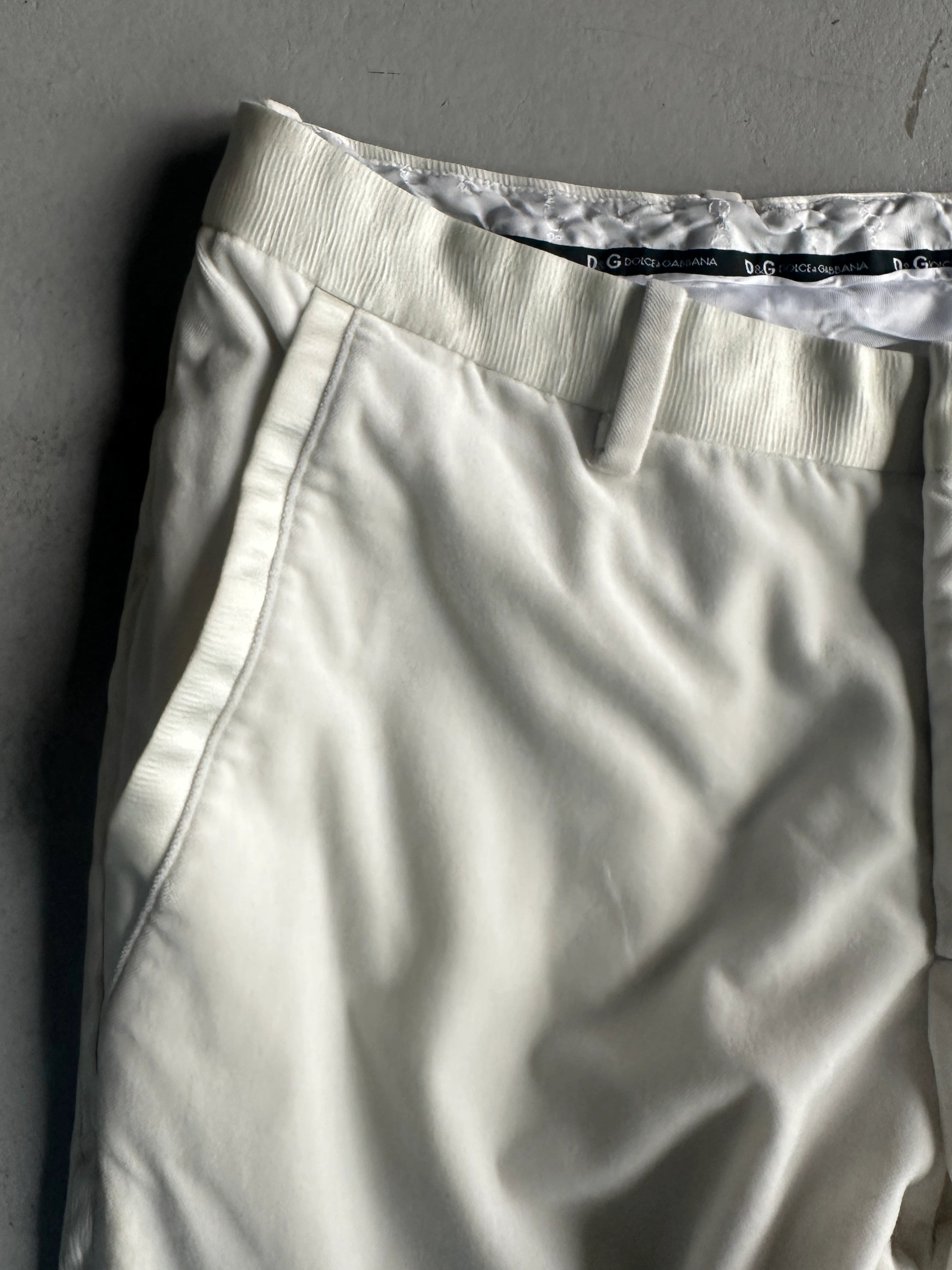 DOLCE & GABBANA - early 2000s STRAIGHT FIT TROUSERS WITH SILK BAND AT WAIST