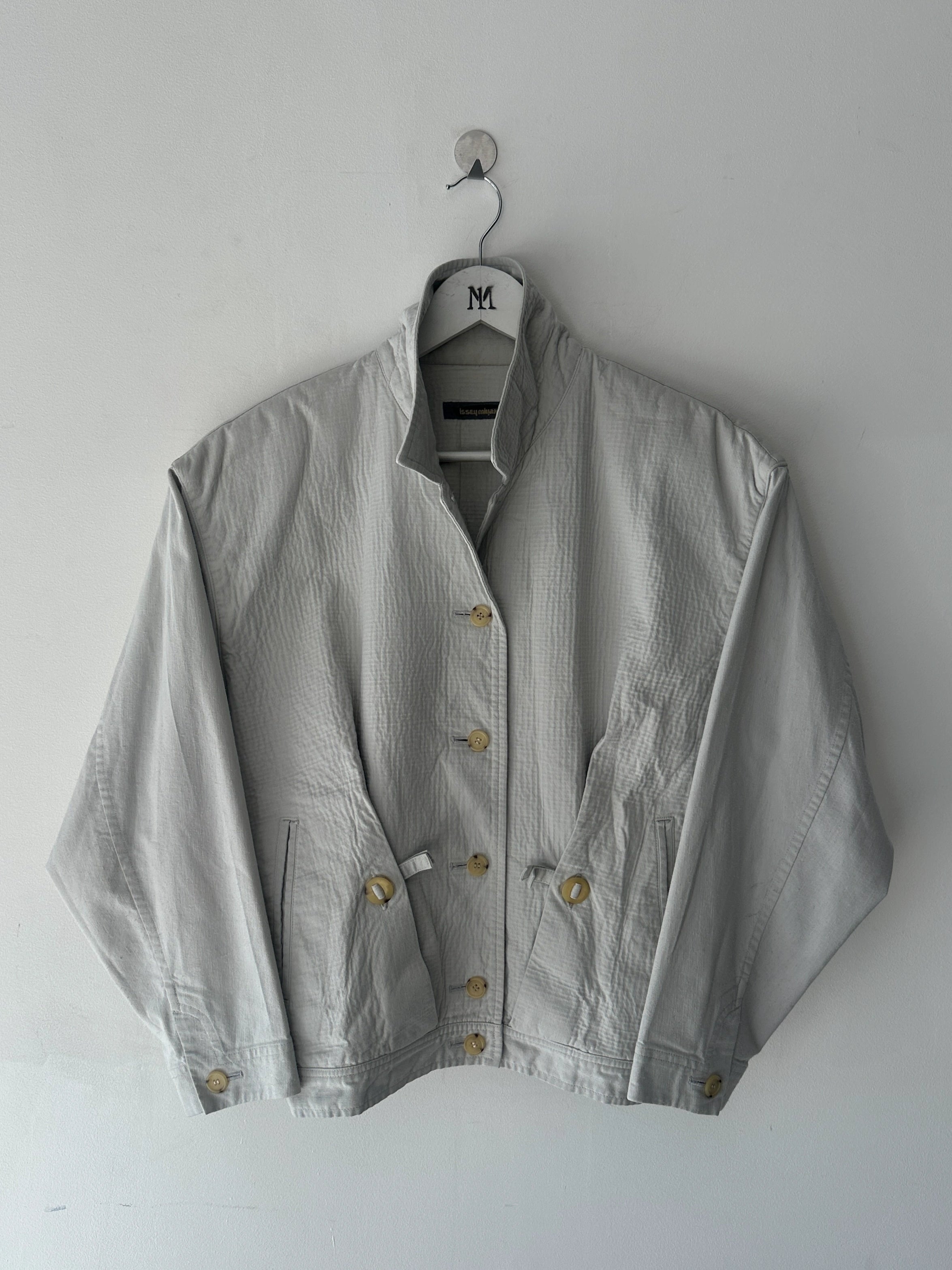 ISSEY MIYAKE - 1980s TEXTURED COTTON BOMBER JACKET