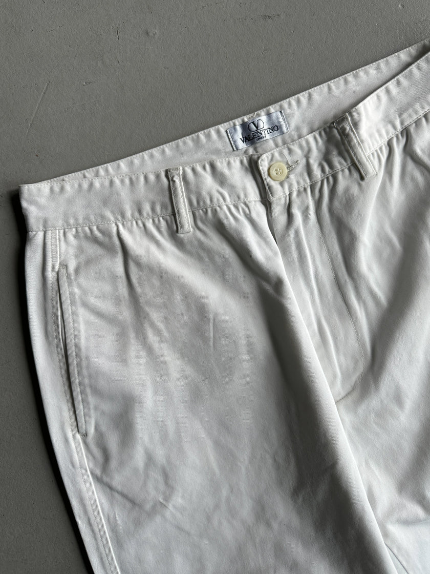 VALENTINO - 1990s STRAIGHT FIT WHITE TROUSERS