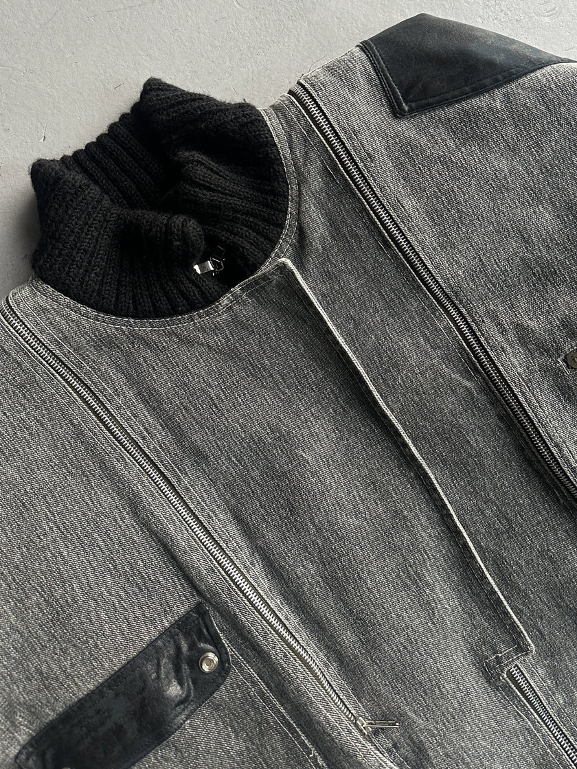 ITALIAN LABEL 1980s 2 IN 1 BOXY FIT DENIM BOMBER JACKET GILET