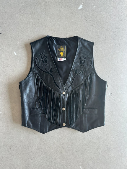 1980s LEATHER WESTERN VEST GILET