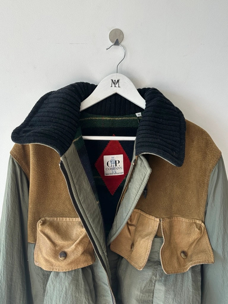 C.P. COMPANY - A/W 1983 LEATHER AND JAPANESE NYLON FIELD BOMBER JACKET