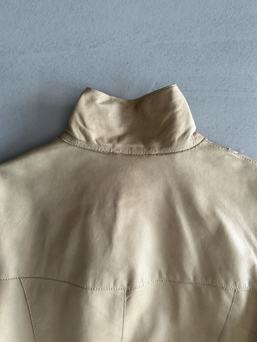 EMPORIO ARMANI - 2004 FUNNEL NECK LEATHER JACKET