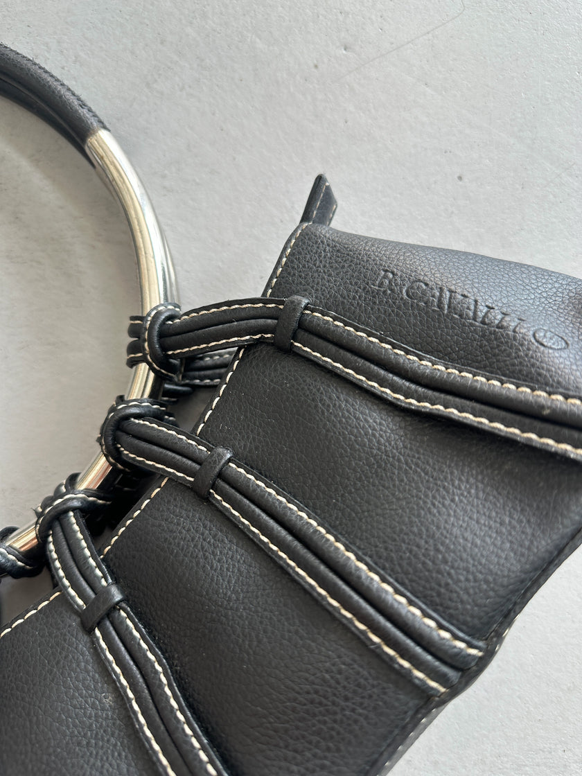 2000s OVERSIZED METAL RING HANDLE LEATHER BAG