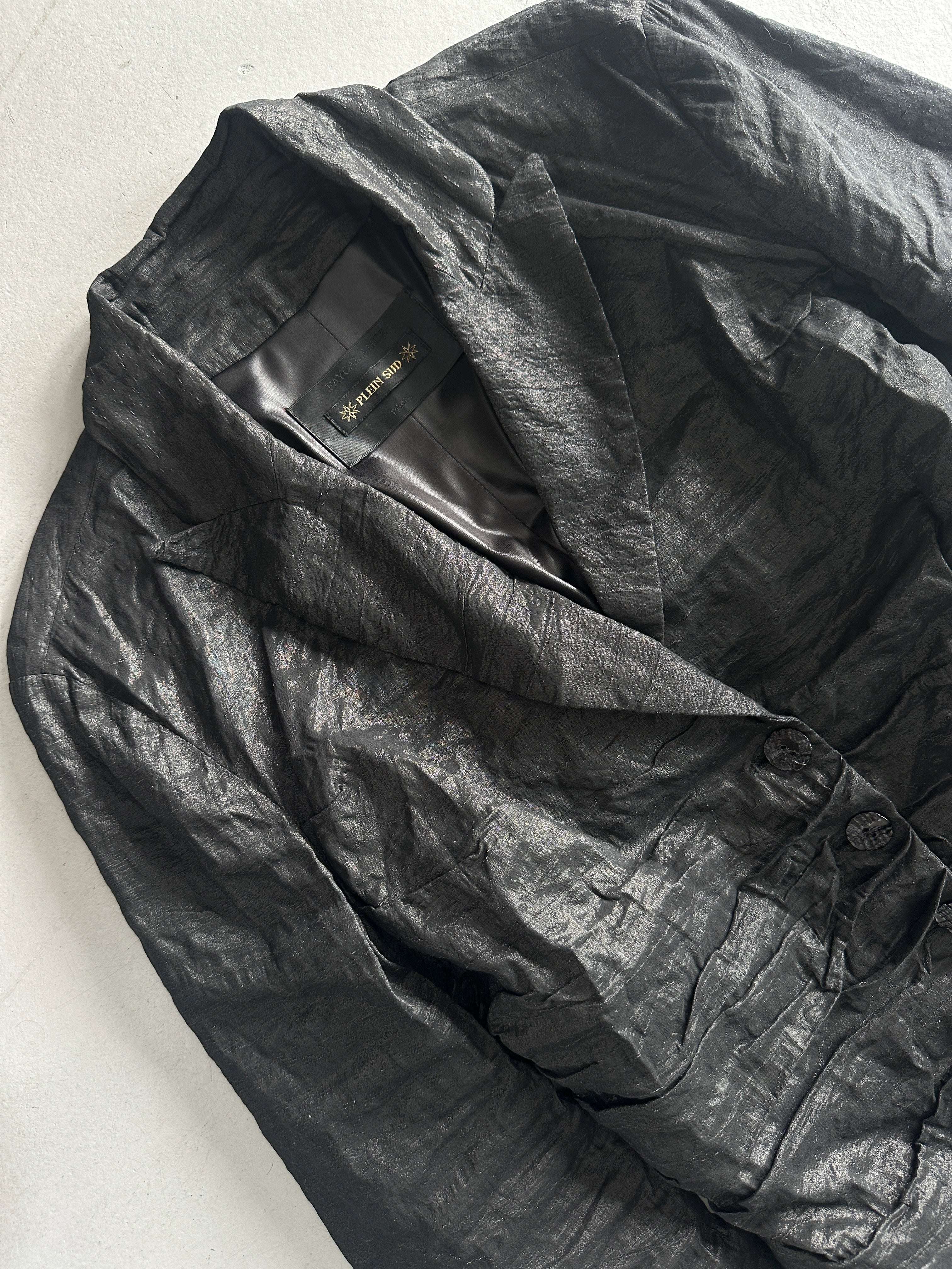 PLEIN SUD - 1990s RUCHED FRONT AND BACK METALLIC BLAZER