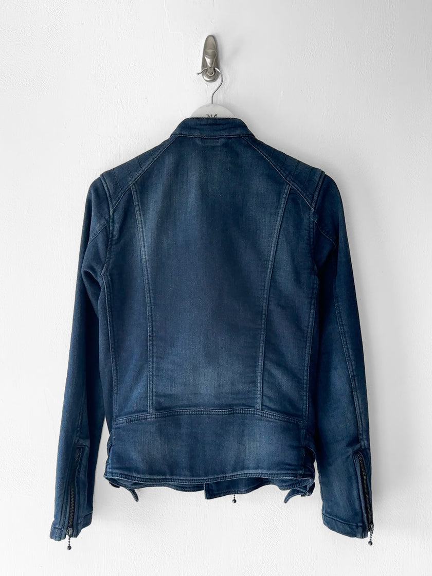 TAVERNITI - early 2000s DENIM BIKER JACKET