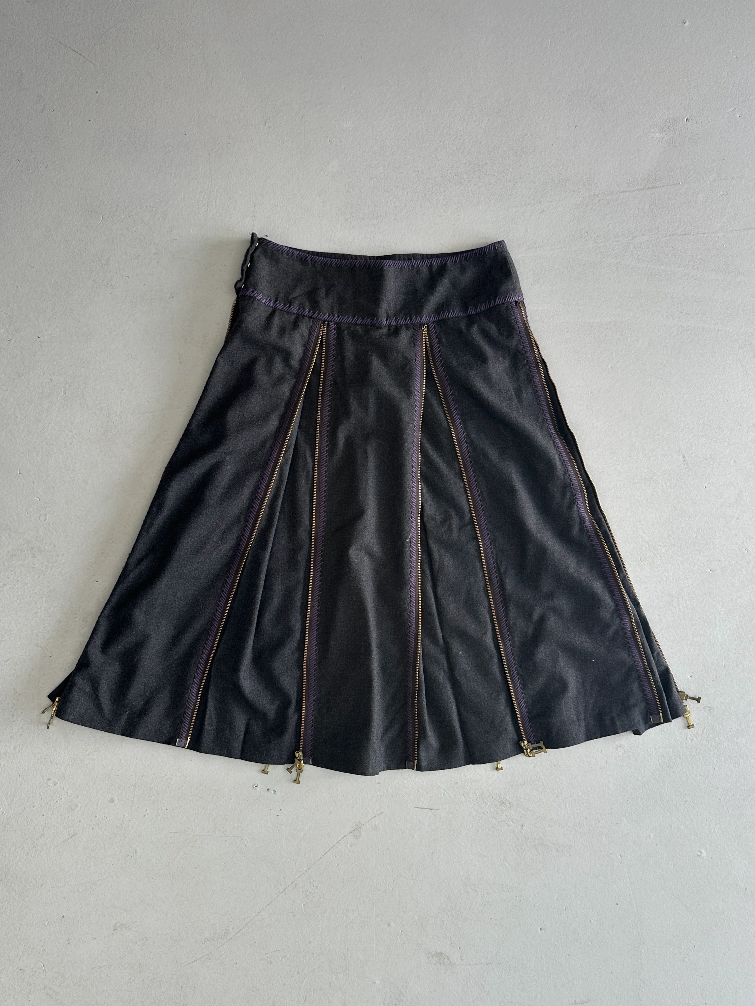 ICEBERG - 1990s MULTI ZIP MIDI SKIRT