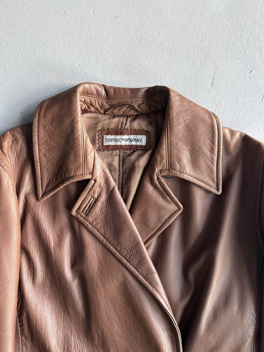 EMPORIO ARMANI - 1980s DOUBLE BREASTED LEATHER JACKET