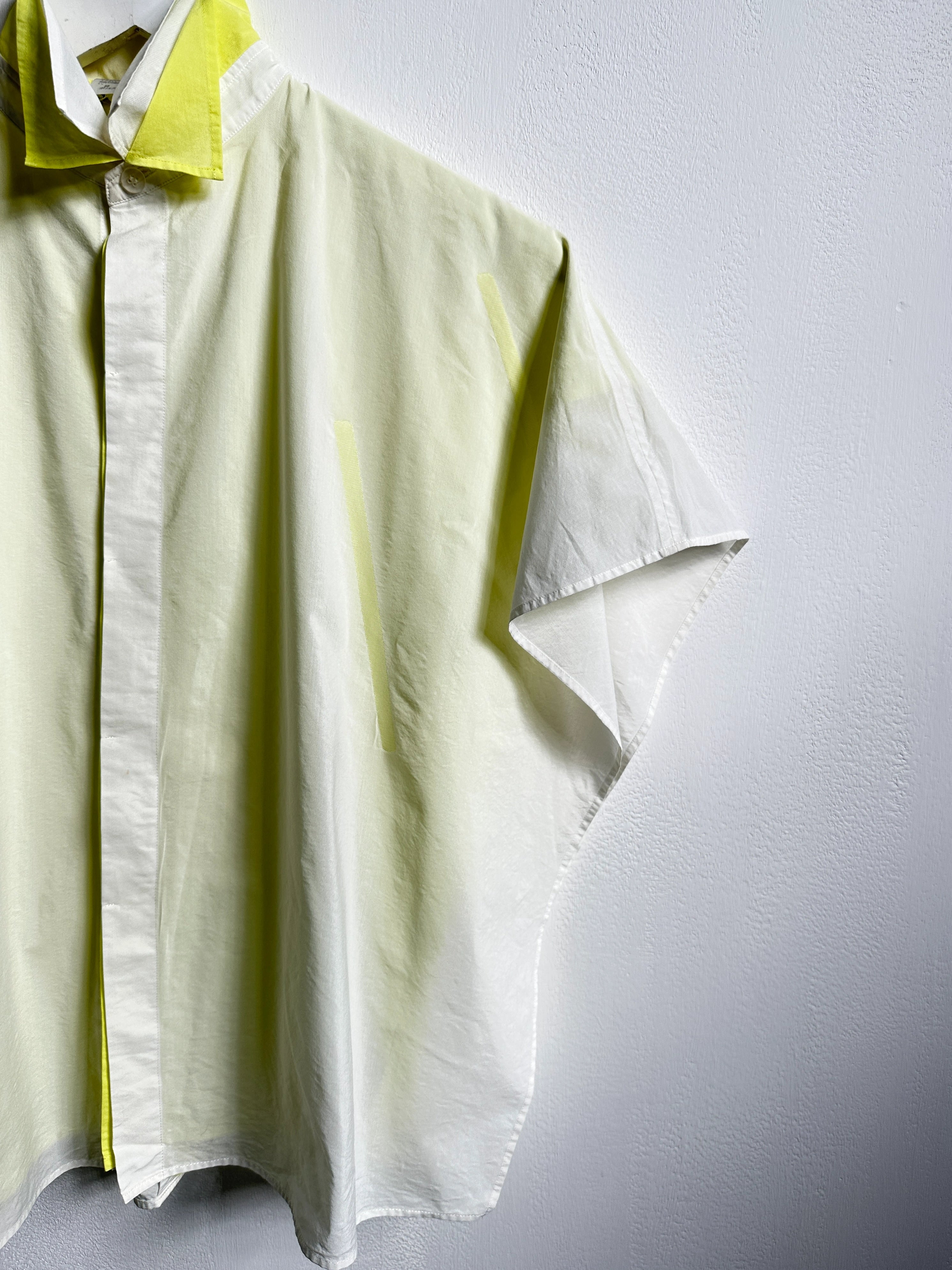 ISSEY MIYAKE - S/S 2014 LAYERED BLOUSE WITH CONTRASTING YELLOW INNERN LAYER