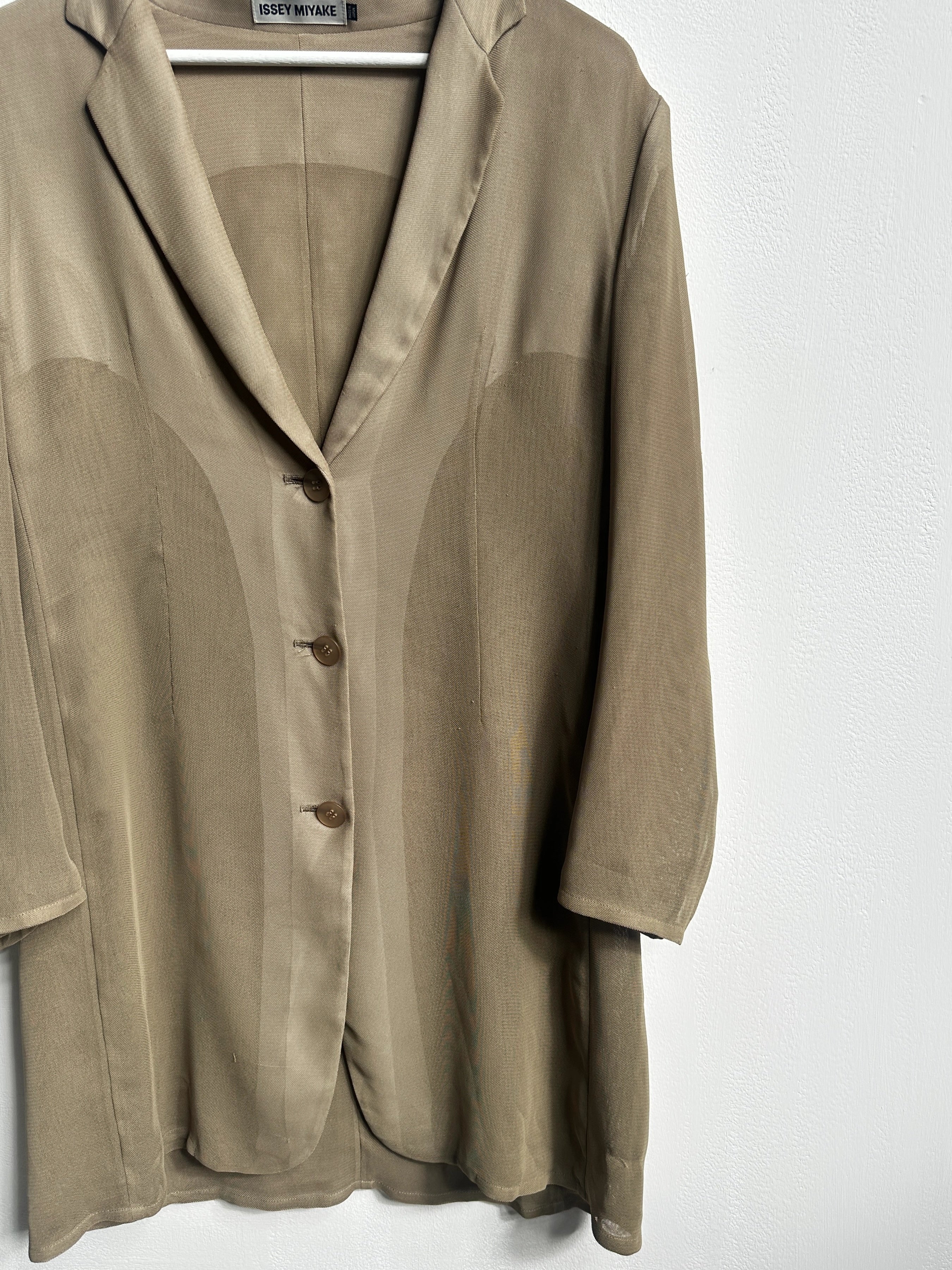 ISSEY MIYAKE - early 2000s DOUBLE LAYER MESH LONG BLAZER