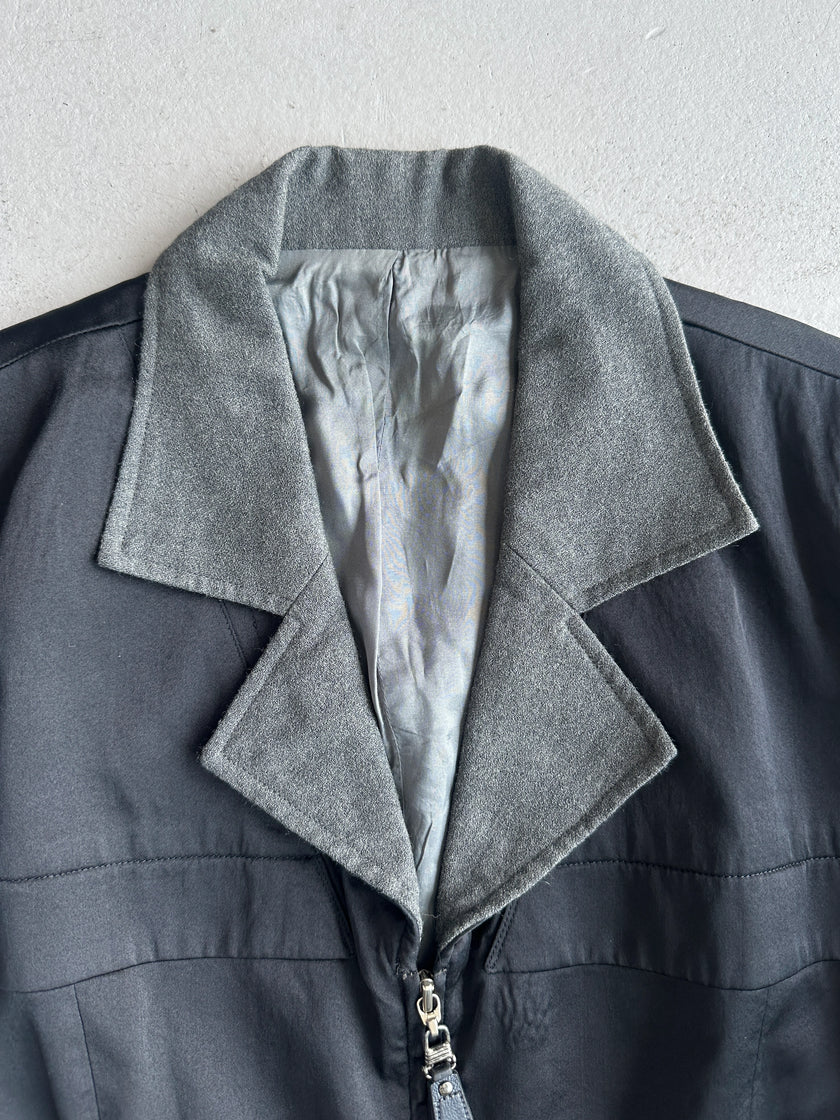 JANNE FAURE - 1990s CROP FIT JACKET WITH WOOL COLLAR