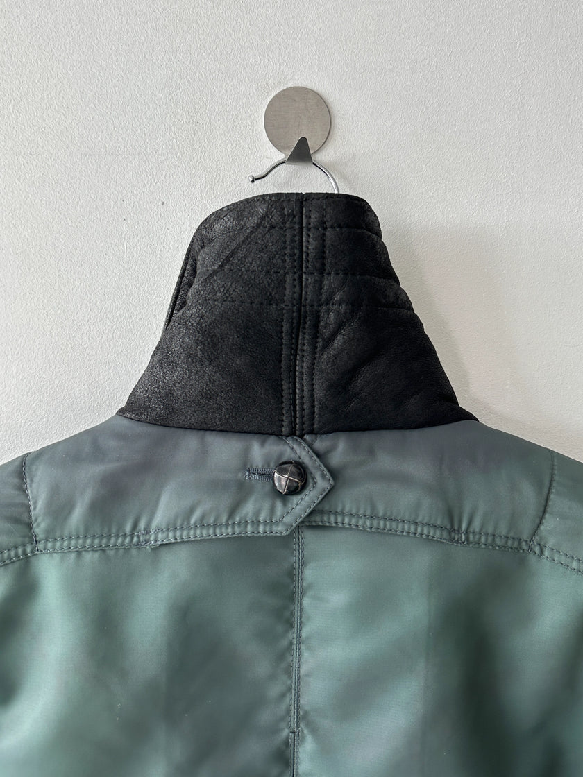 ITALIAN LABEL - 1980s NYLON BOMBER JACKET WITH SHEARLING COLLAR