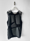 COMME DES GARÇONS - F/W 2024 DECONSTRUCTED CROCHET VEST TOP WITH FAUX LEATHER APPLIQUÉS