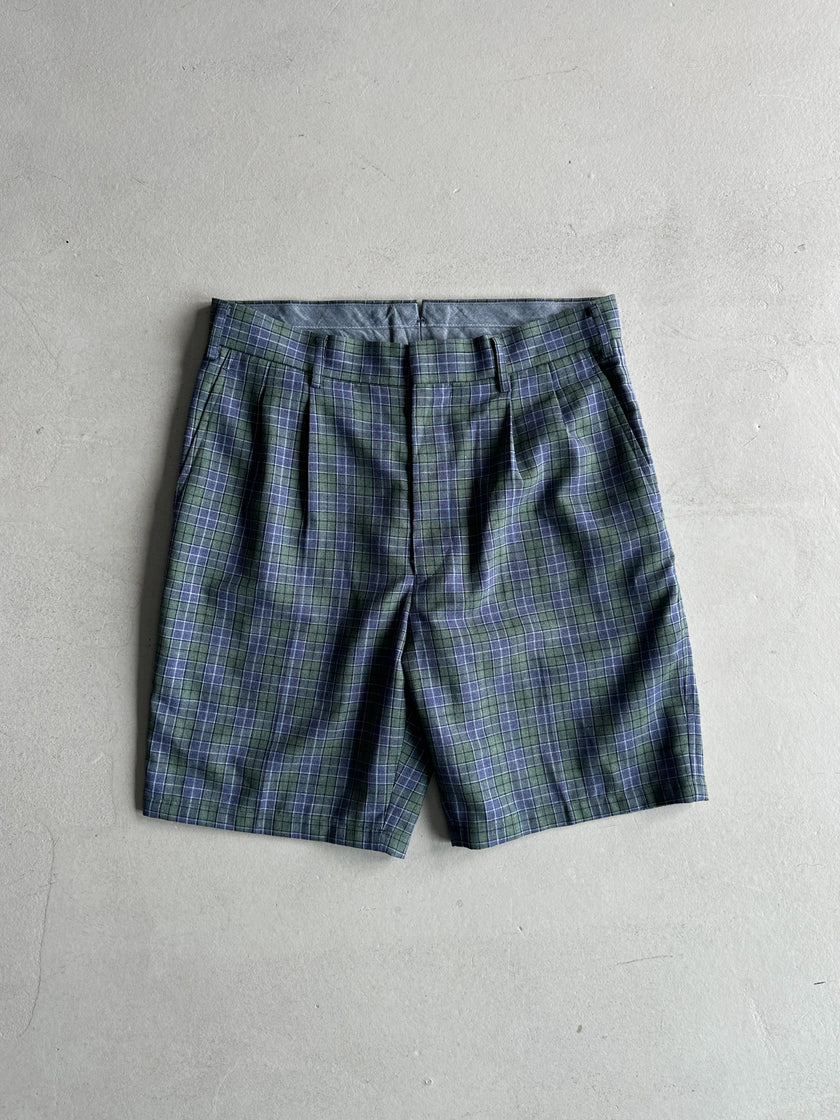 JUNYA WATANABE COMME DES GARÇONS - S/S 2014 FRONT PLEATS CHECKED BERMUDA SHORTS