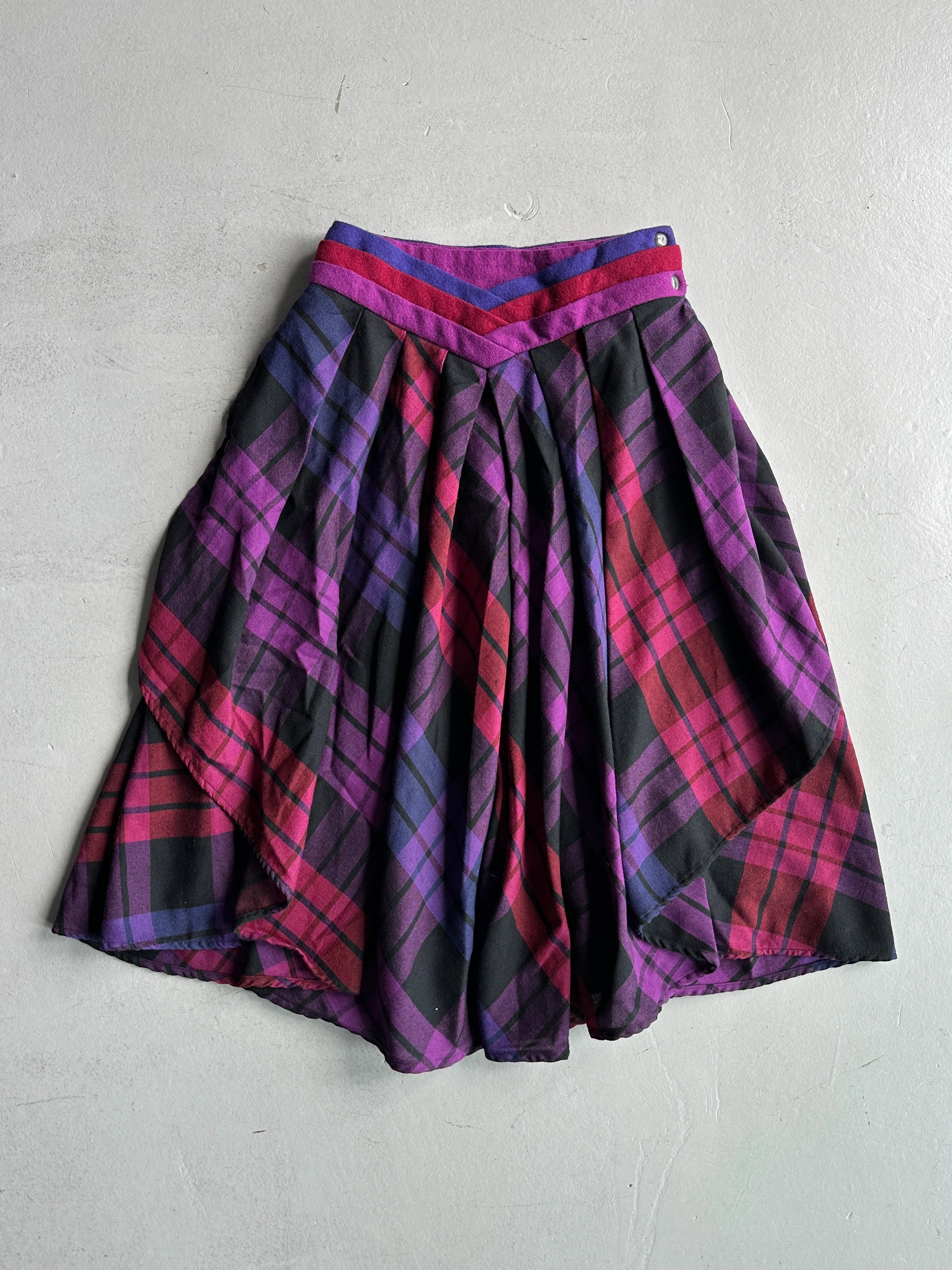 BYBLOS - 1990s CHECK PRINT PLEATED SKIRT