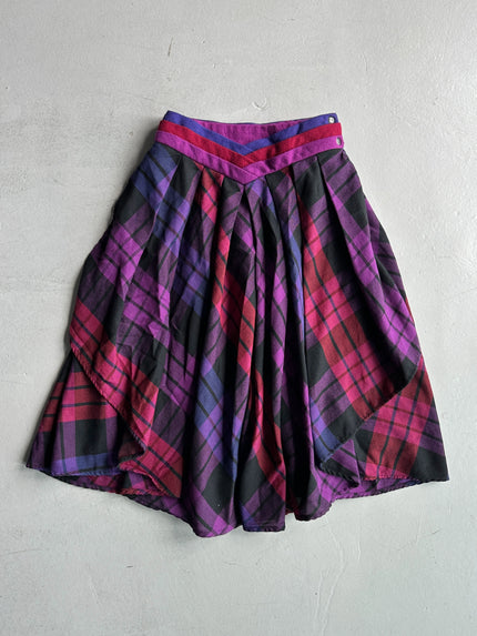 BYBLOS - 1990s CHECK PRINT PLEATED SKIRT