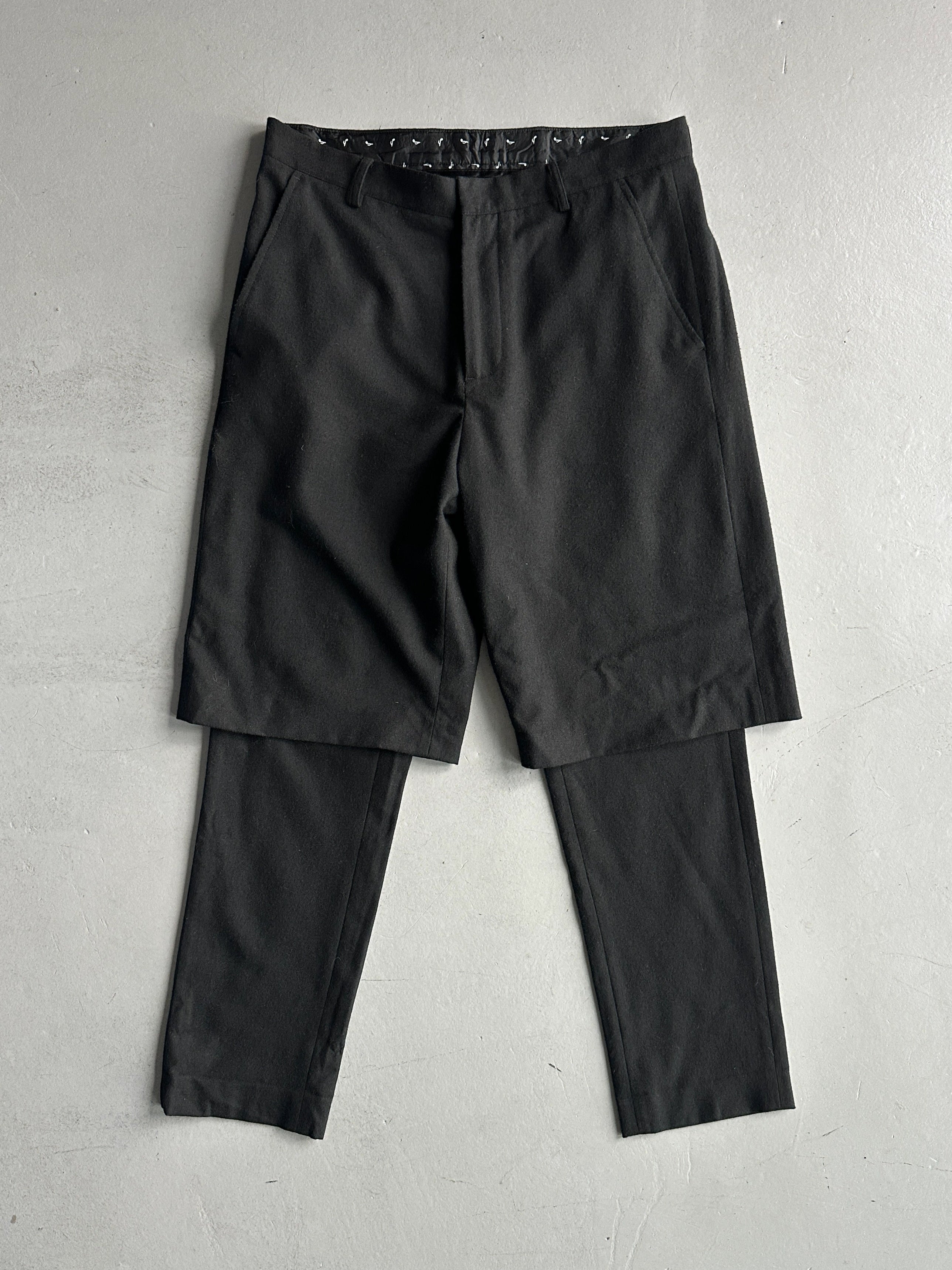 DANIELE ALESSANDRINI - early 2000s LAYERED BERMUDA CROPPED TROUSERS