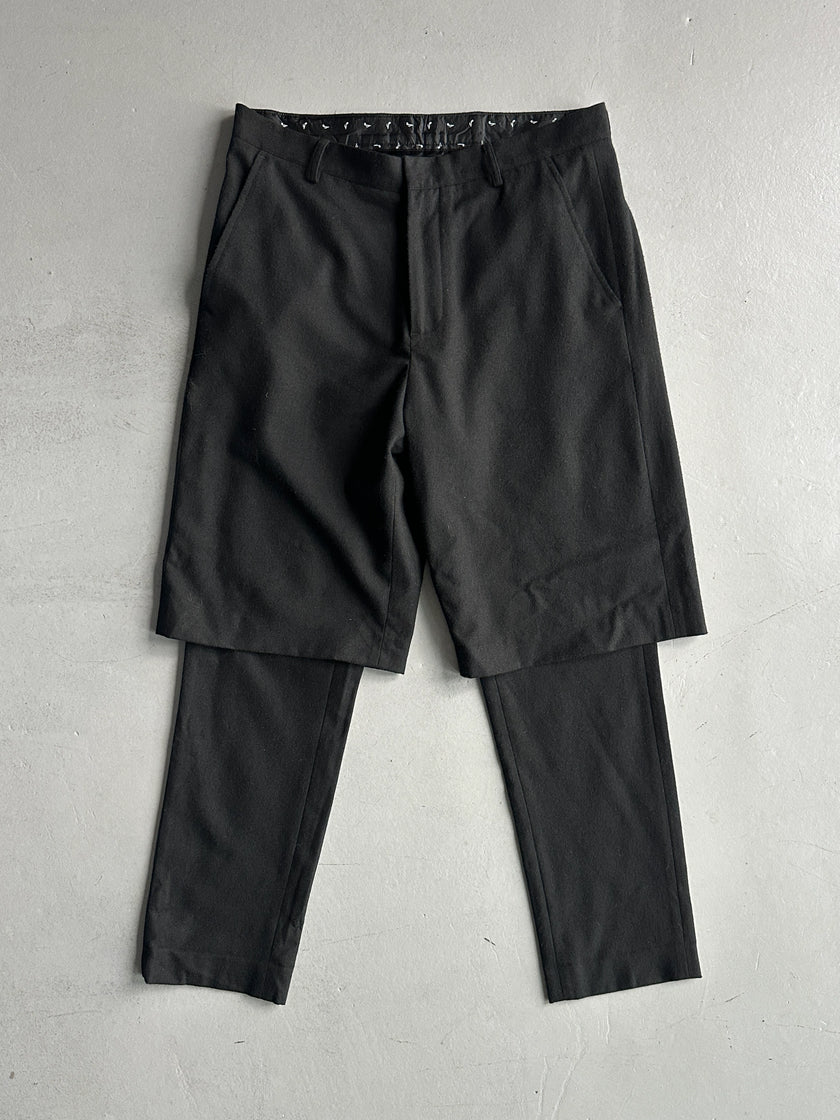DANIELE ALESSANDRINI - early 2000s LAYERED BERMUDA CROPPED TROUSERS