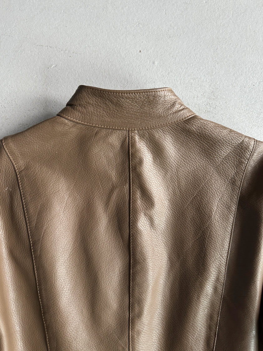 1990s STITCHED WAIST PANEL LEATHER JACKET