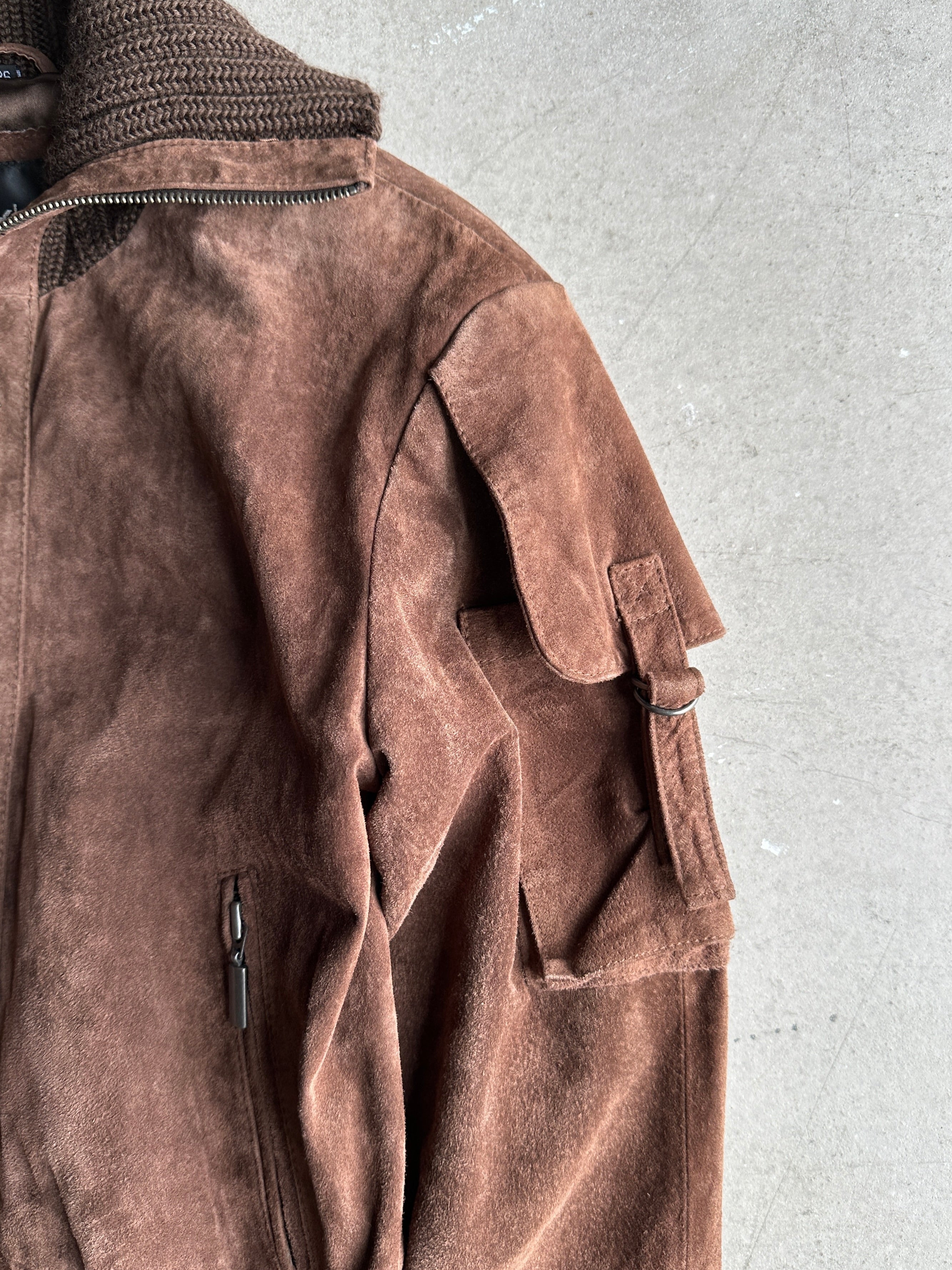 1990s SUEDE JACKET WITH KNITTED DETAILS