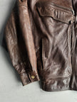 GIANNI VERSACE - 1980s LEATHER AVIATOR BOMBER JACKET WITH SHEARLING COLLAR