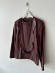 PIERRE CARDIN - 1990s SCULPTURAL OPEN FRONT LEATHER JACKET