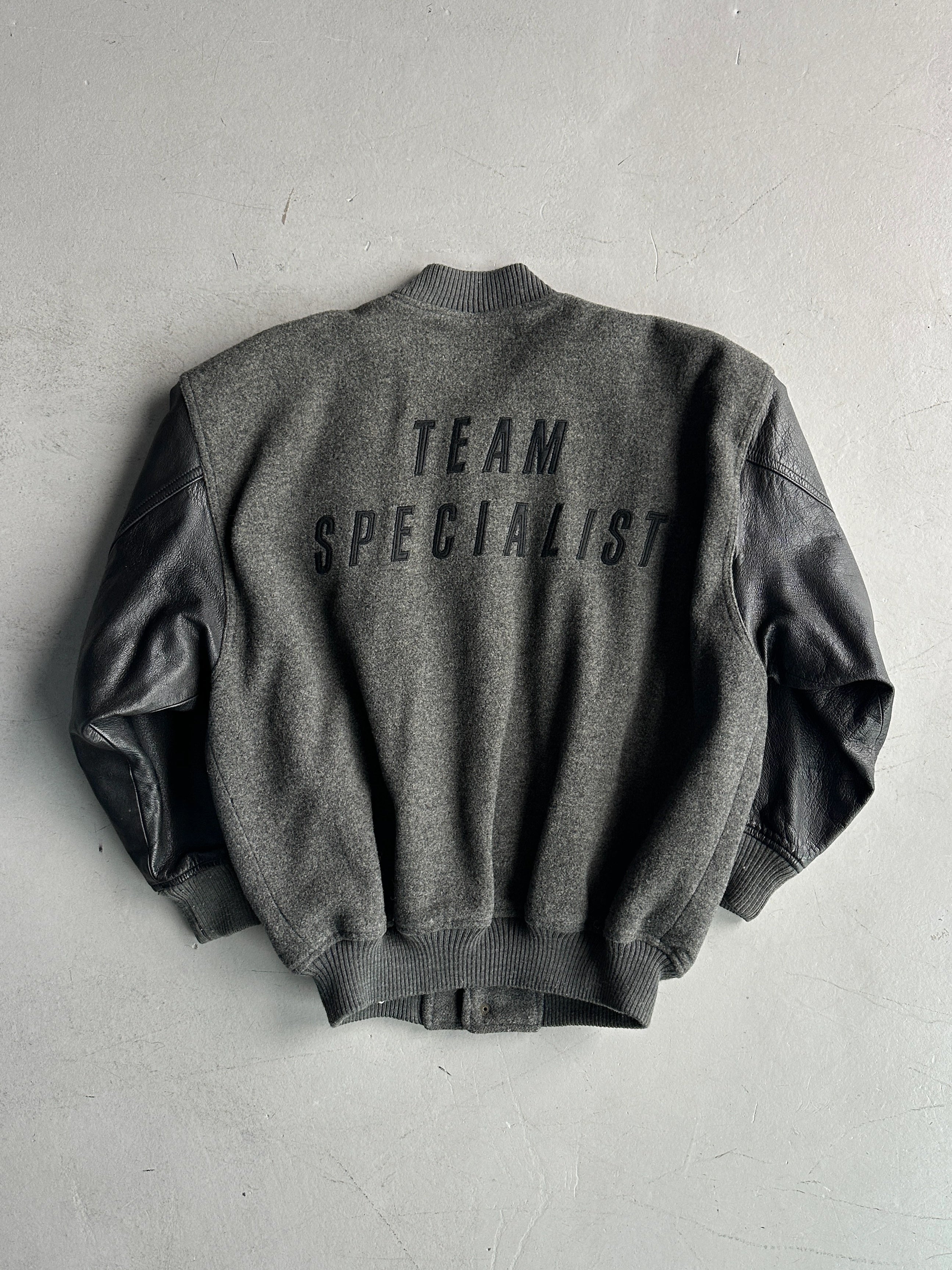 ISSEY MIYAKE HAI - 1980s BOMBER JACKET WITH CONTRASTING LEATHER SLEEVE