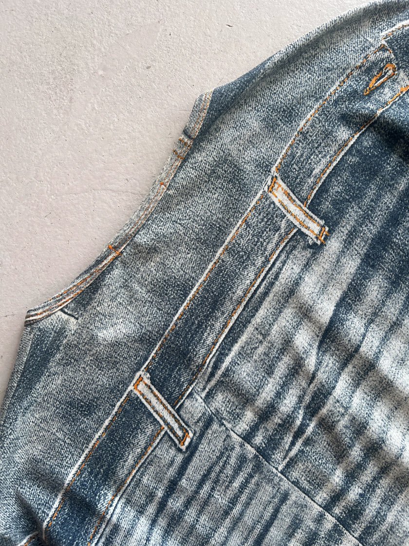 ROBERTO CAVALLI - 2000s DENIM PRINT LONG SLEEVE TOP